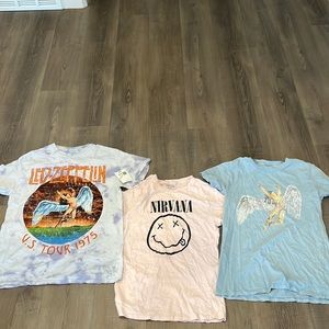 3 band tees from LedZeppelin and Nirvana
